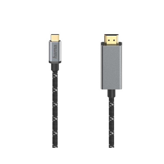 Hama Video Cable, USB-C Plug - HDMI Plug, Ultra-HD 4K 60 Hz, alu, 1.50 m (200507)