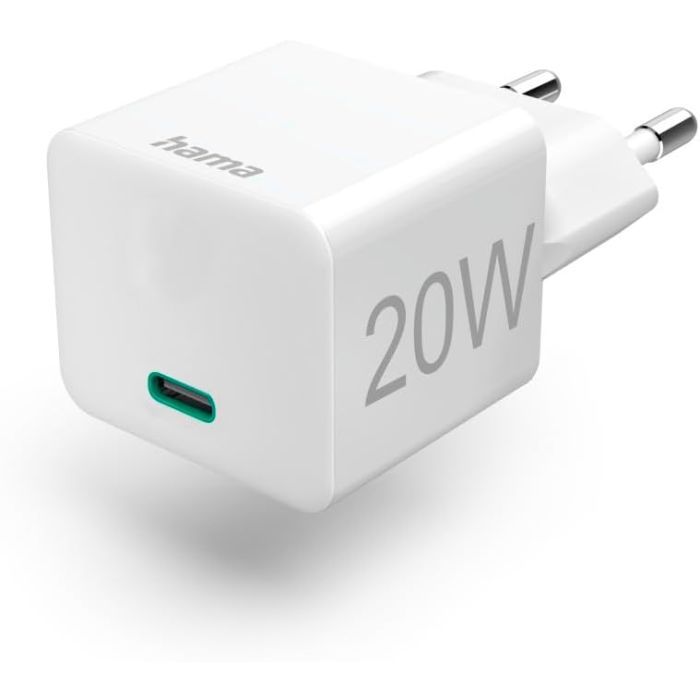 Hama Fast Charger, USB-C, Super-Mini Charger, PD, 20 W, white (201980)