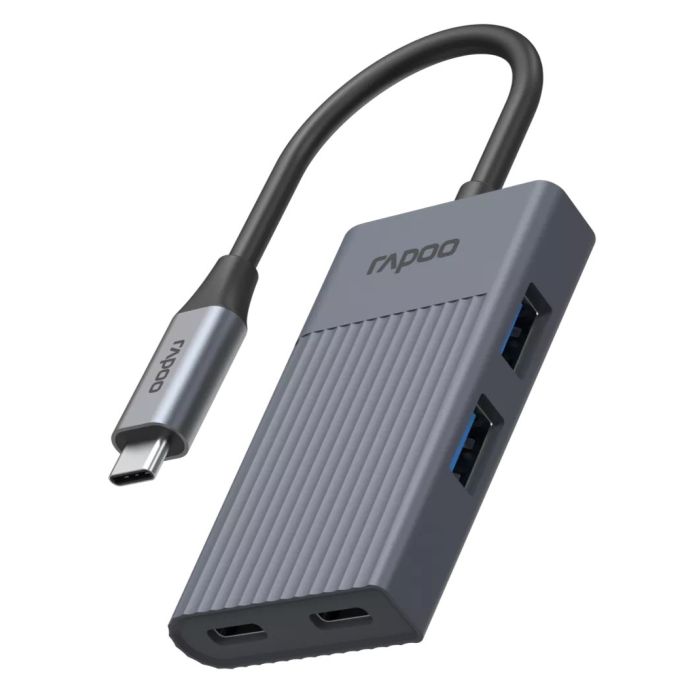 Hama Rapoo "UCH-4013" USB-C Hub, USB-C to USB-A and USB-C,grey 12446 (226496)