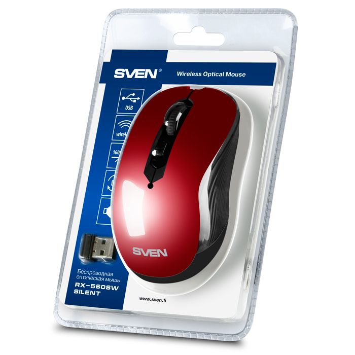 Sven RX-560SW Silent Wireless Mouse Red(SV-017071)