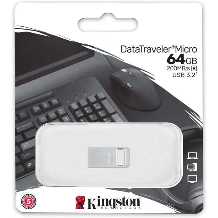 Kingston 64GB DataTraveler Micro 200MB/s Read, Metal USB 3.2 Gen 1 (DTMC3G2/64GB)