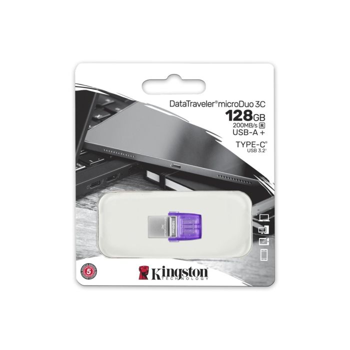 Kingston DataTraveler microDuo USB Type-C and Type-A Flash Drive 128Gb (DTDUO3CG3/128G)