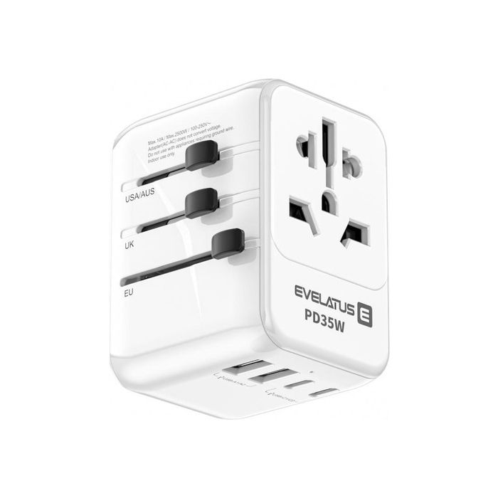 Evelatus 35W World Travel Adapter 1PD & 2Type-C & 2USB Charger/651DC Pro