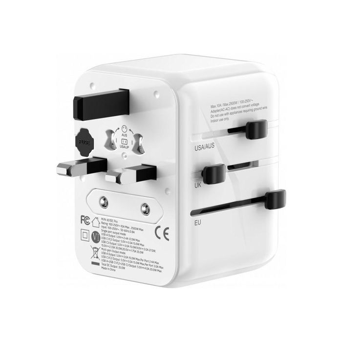 Evelatus 35W World Travel Adapter 1PD & 2Type-C & 2USB Charger/651DC Pro
