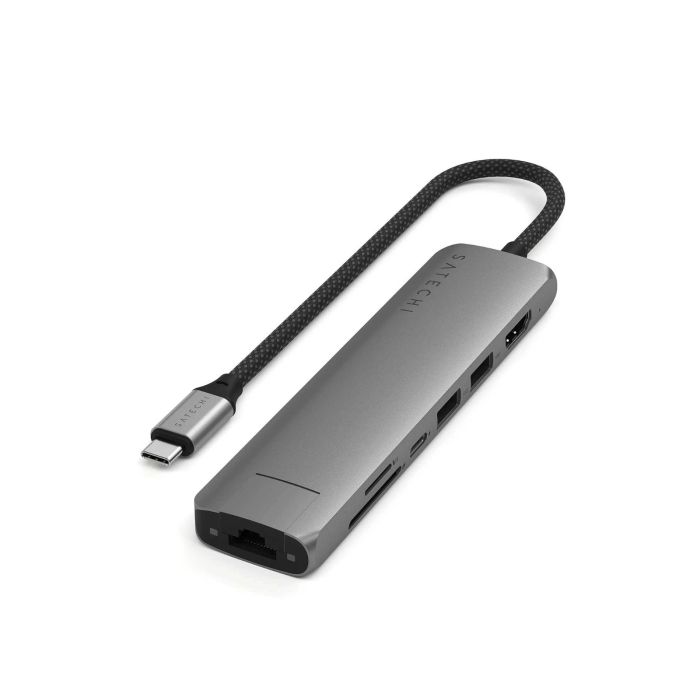 Satechi 7-in-1 USB-C Slim Multiport Adapter with Ethernet, Space Grey / ST-P7SM