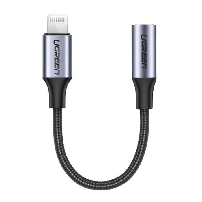 UGREEN Lightning M/F Round Cable Aluminum Shell with Braided 10cm (Black) /30756