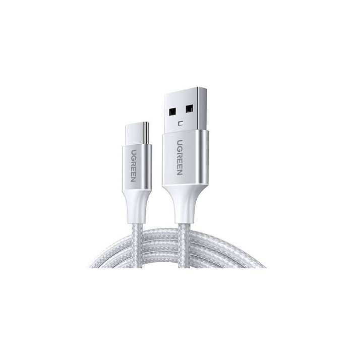 UGREEN USB-A 2.0 to USB-C Braided Cable, 1m, White /60131