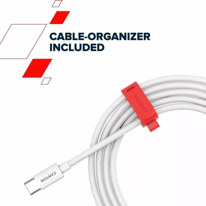 Canyon CND-CC100AB12W/C-C 100W Braided Cable 1.2m White