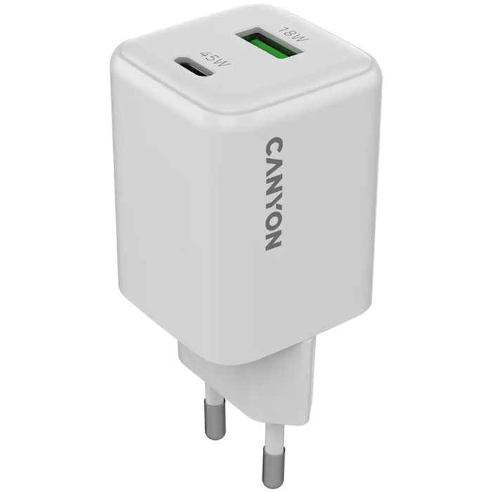 Canyon 45W GaN Wall Charger, PD, QC, White /CNS-CUW45AC