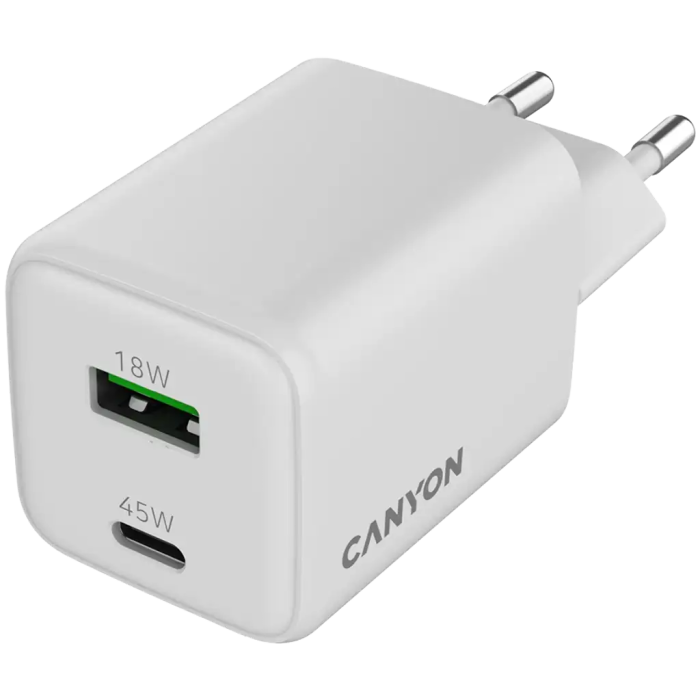 Canyon 45W GaN Wall Charger, PD, QC, White /CNS-CUW45AC