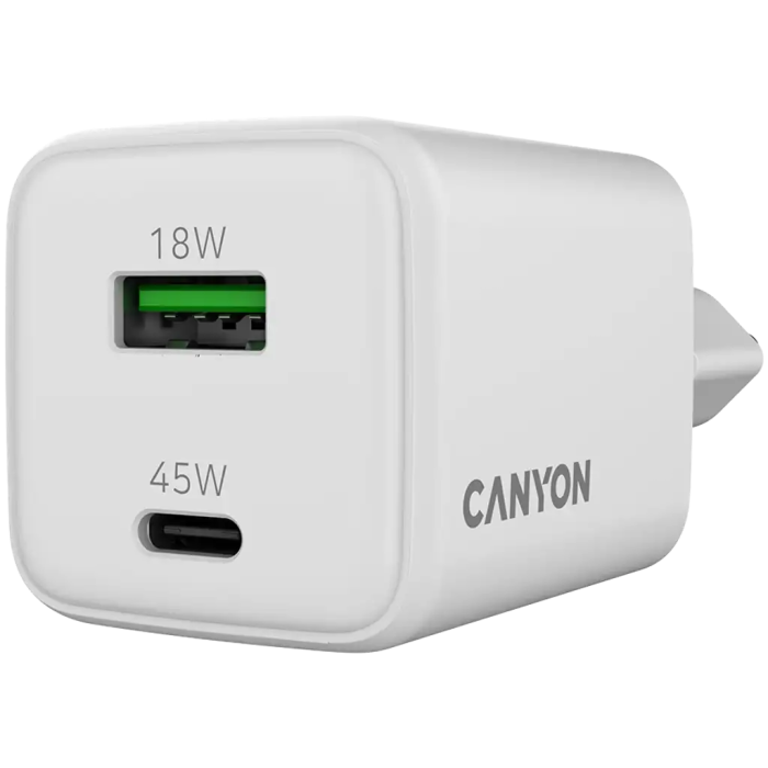 Canyon 45W GaN Wall Charger, PD, QC, White /CNS-CUW45AC
