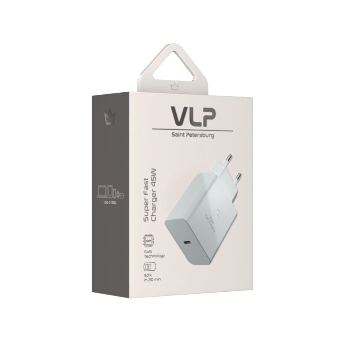 VLP Super Fast Charger 45W USB-C, GaN, PD, PPS, White / 1072004
