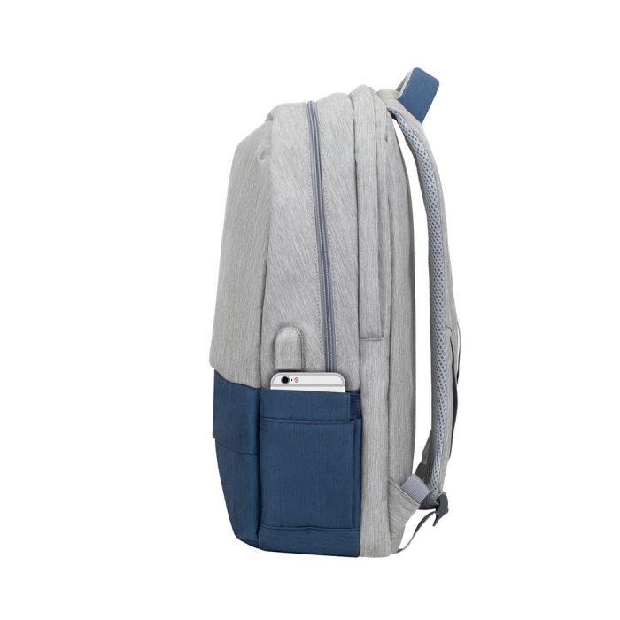 Rivacase 7567 grey/dark blue anti-theft Laptop backpack 17.3" / 6