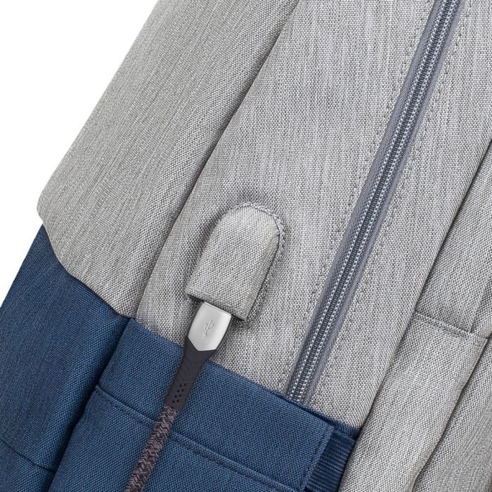 Rivacase 7567 grey/dark blue anti-theft Laptop backpack 17.3" / 6
