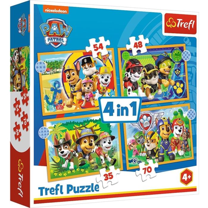 Trefl Puzzles - 4in1_TR4n1-CMB 34395 Holiday Paw Patrol