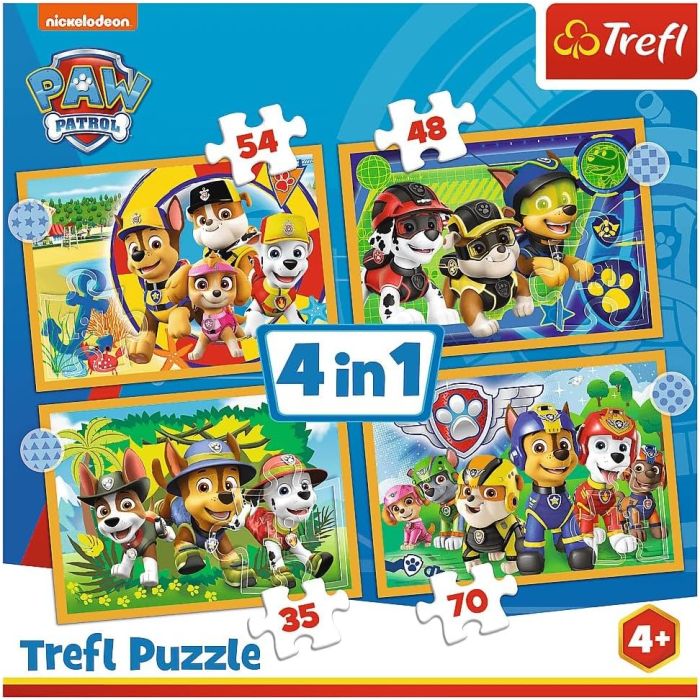 Trefl Puzzles - 4in1_TR4n1-CMB 34395 Holiday Paw Patrol