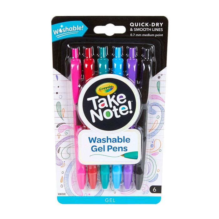 Crayola TakeNote 6ct Wash.Gel Pen_58-6505