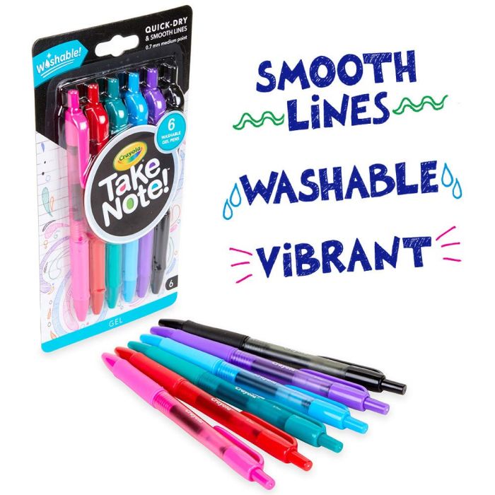 Crayola TakeNote 6ct Wash.Gel Pen_58-6505