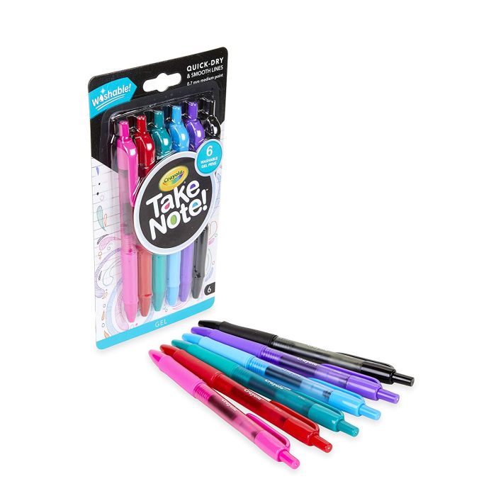 Crayola TakeNote 6ct Wash.Gel Pen_58-6505