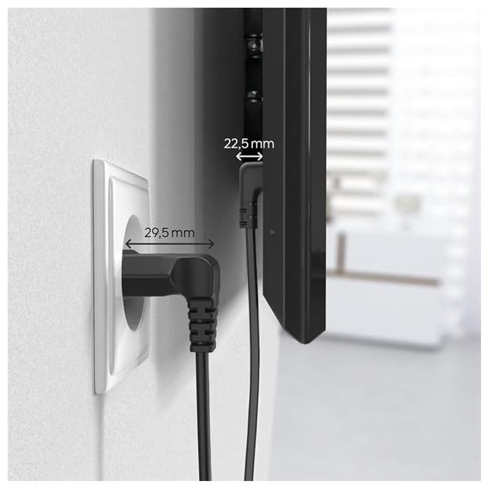 Hama Power Cable, Angled Both Sides, Euro Plug, Double Groove/C7, 3 m, black (221101)