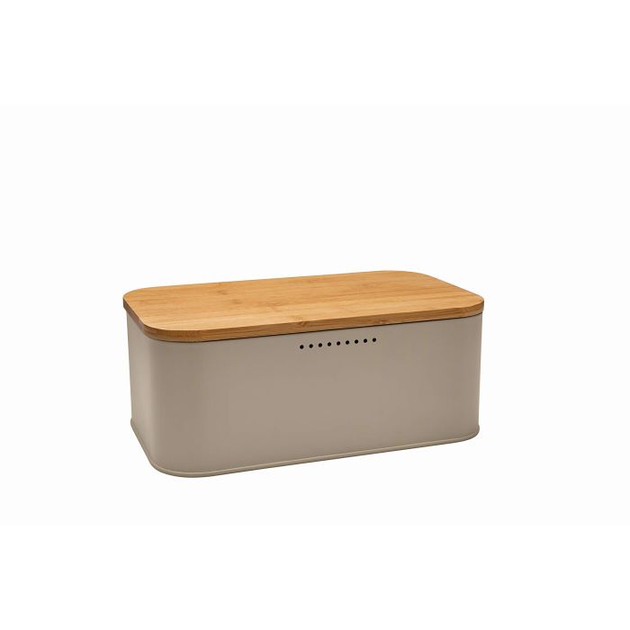 Brandani 53817 metal bread box with bamboo cutting board