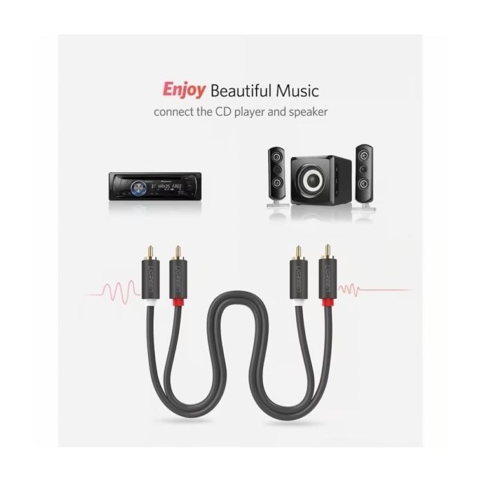 UGREEN 2RCA Male to 2RCA Male Cable 1m (Black)/30747