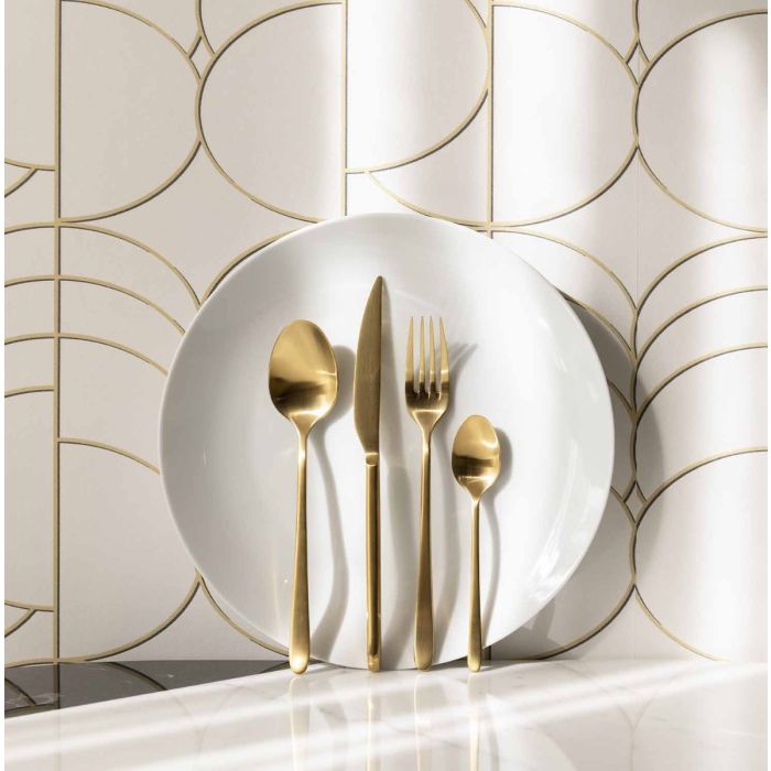 Barazzoni 71490002451 MALACHITE satin gold cutlery set 24 pcs