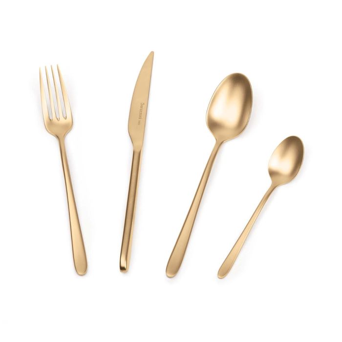 Barazzoni 71490002451 MALACHITE satin gold cutlery set 24 pcs
