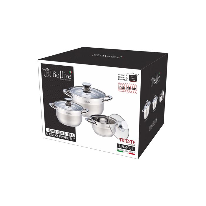 Bollire BR-4001 Belly shape cookware set 6pcs