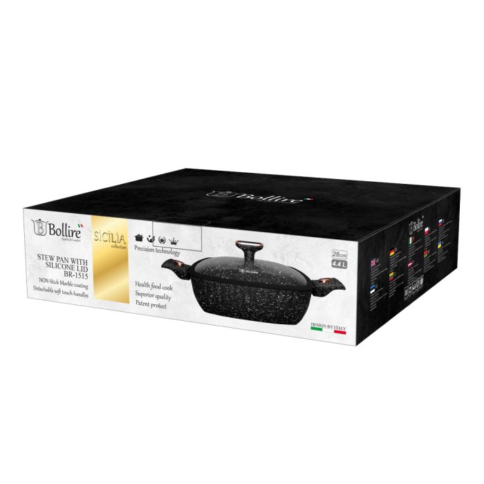 Bollire BR-1515 non-stick low casserole with lid 28cm