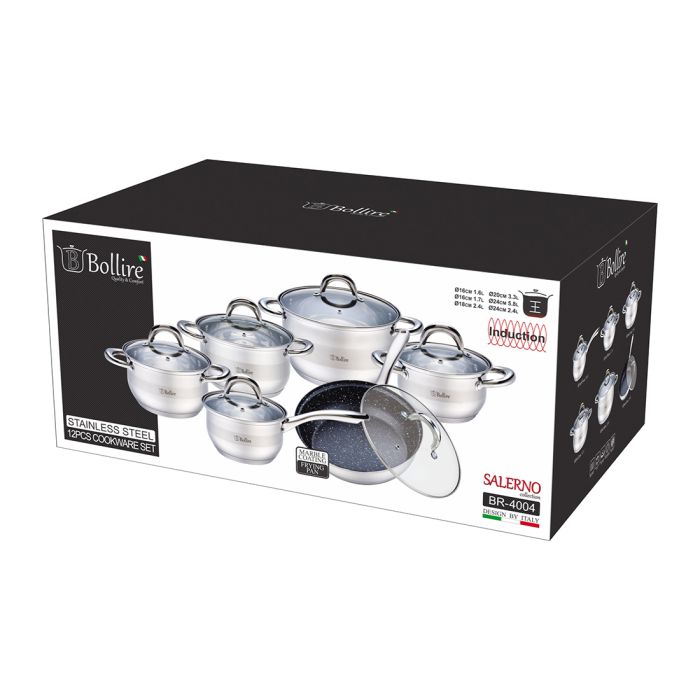 Bollire BR-4004 Belly shape cookware with lid set 6pcs