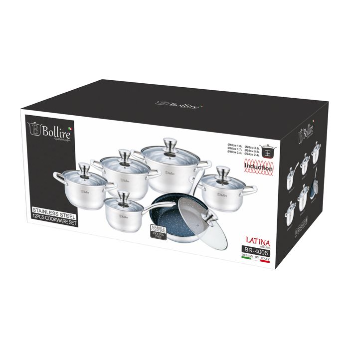 Bollire BR-4006 Belly shape cookware with lid set 6pcs
