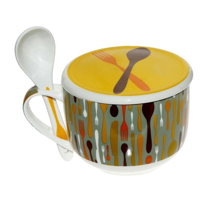 Espiel TAB0016 corn flakes cup with spoon yellow 12cm