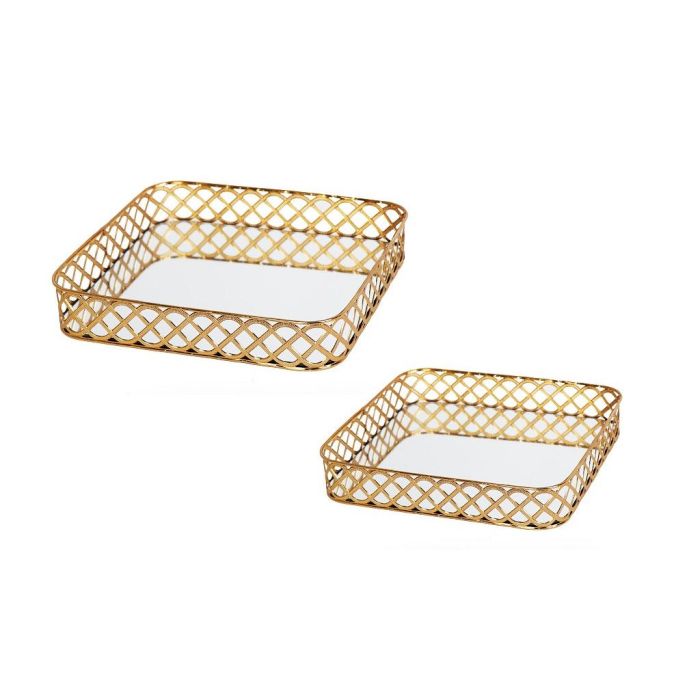 Espiel NID202 metal mirror tray gold set 2x 5x35x35cm