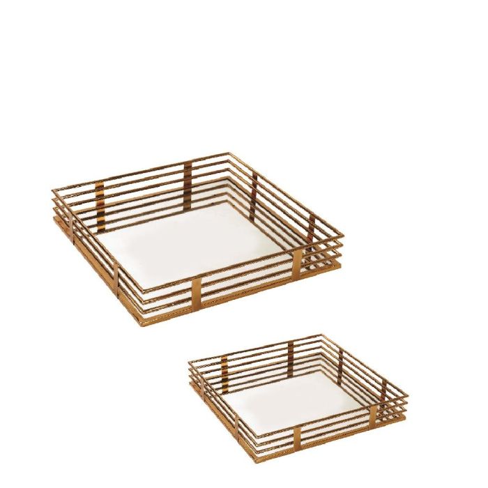 Espiel NID255 metal mirror tray gold set 2x 6x40x40cm