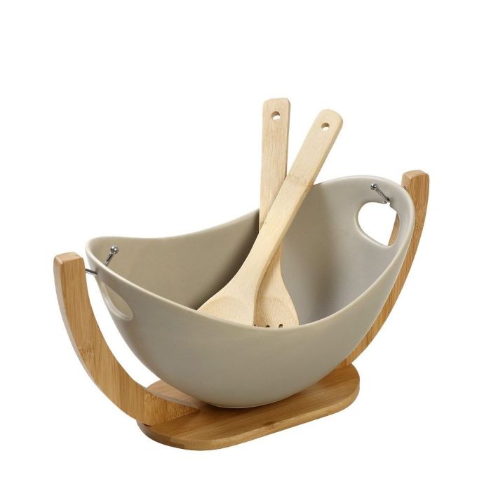 Espiel TVL109 bamboo base bowl & 2 servers