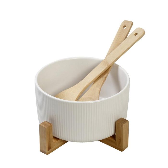 Espiel TVL101 bamboo base bowl & 2 servers 20x20x10sm