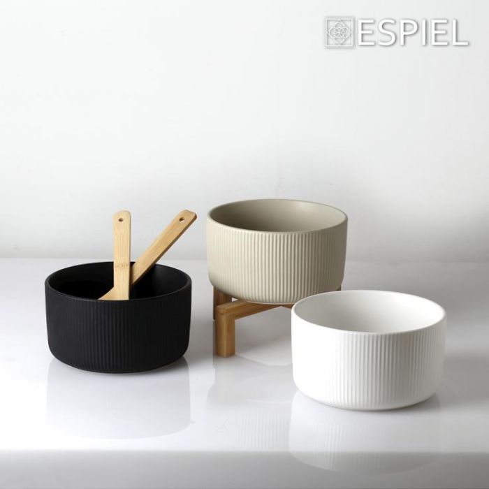 Espiel TVL103 bamboo base bowl & 2 servers 20x20x10sm