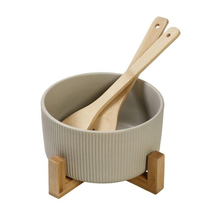 Espiel TVL103 bamboo base bowl & 2 servers 20x20x10sm