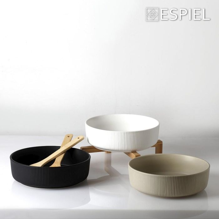 Espiel TVL106 bamboo base bowl & 2 servers 26.7x26.7x9.8sm
