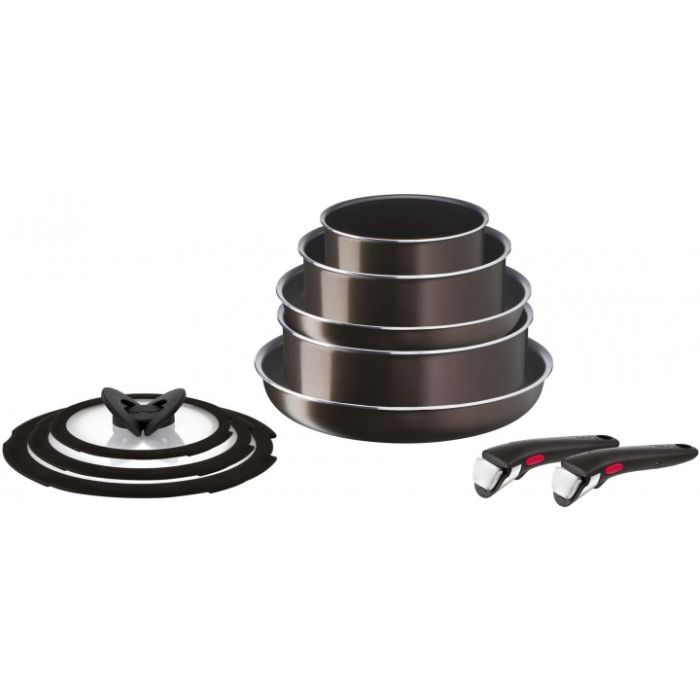 Tefal L1509473 pan set 10/XL +3 lids +2 panhandle 16/20/24/28cm 10pcs