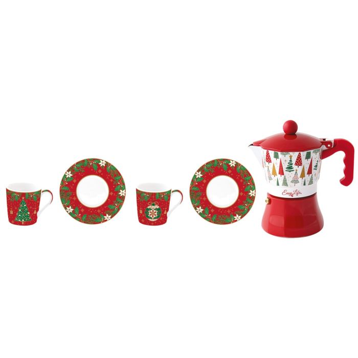 Easy Life 0134/JING Christmas coffee cup&saucer x2 with moka