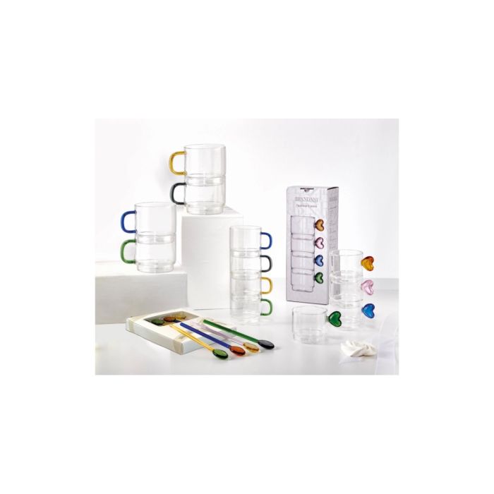 Brandani 51014 bridge stackable small glass cup set 4x100ml