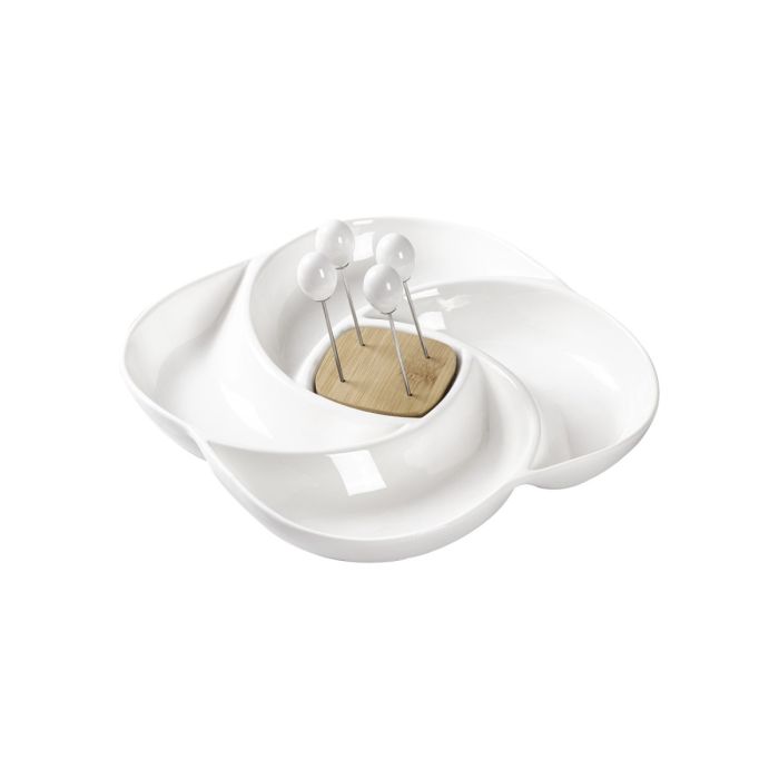 Brandani 51132 Girella porcelain/bamboo starter dish with 4 forks