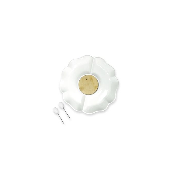 Brandani 51177 Ortensia porcelain/bamboo starter dish with 2 knives - outlet