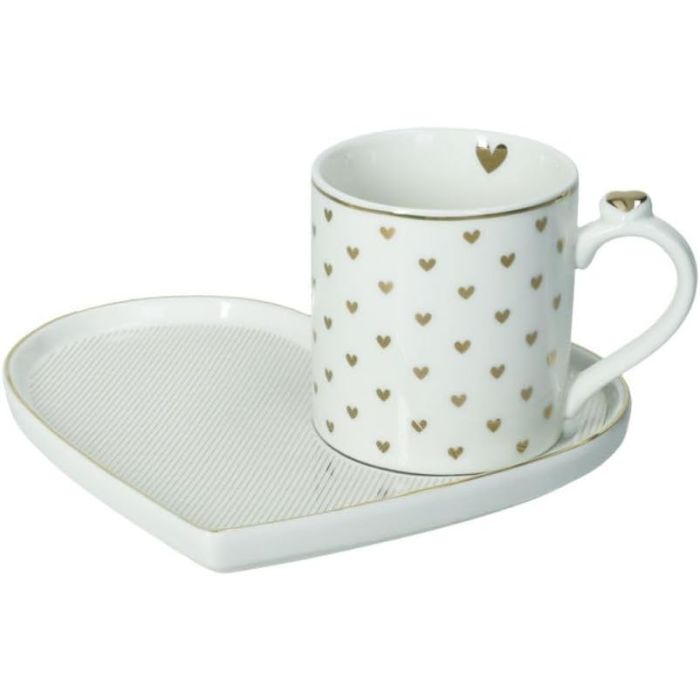 Brandani 51662 Amore Mio new bone china cup with saucer hearts