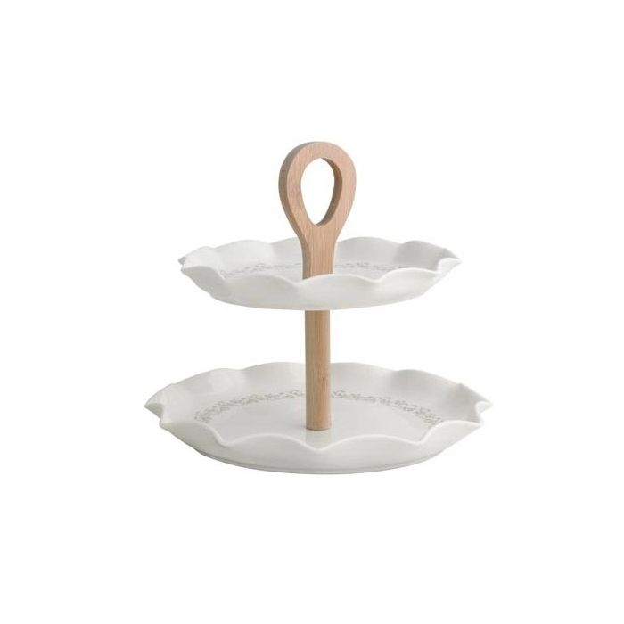 Brandani 53164 porcelain/bamboo cake stand
