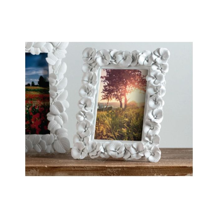 Brandani 53356 white polyresin primrose photo frame 13x18sm