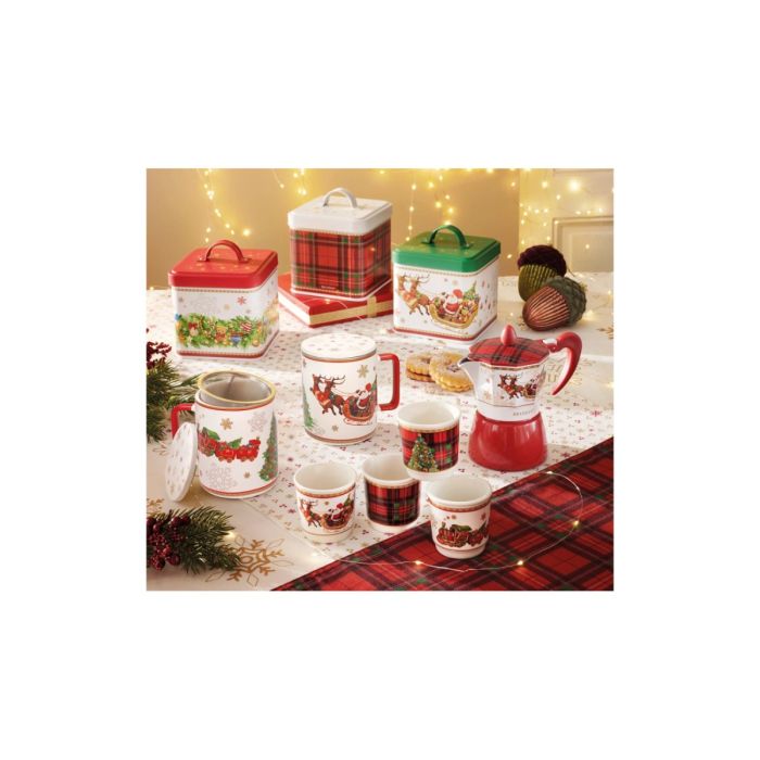 Brandani 89929 Christmas new bone china mug with lid & filter