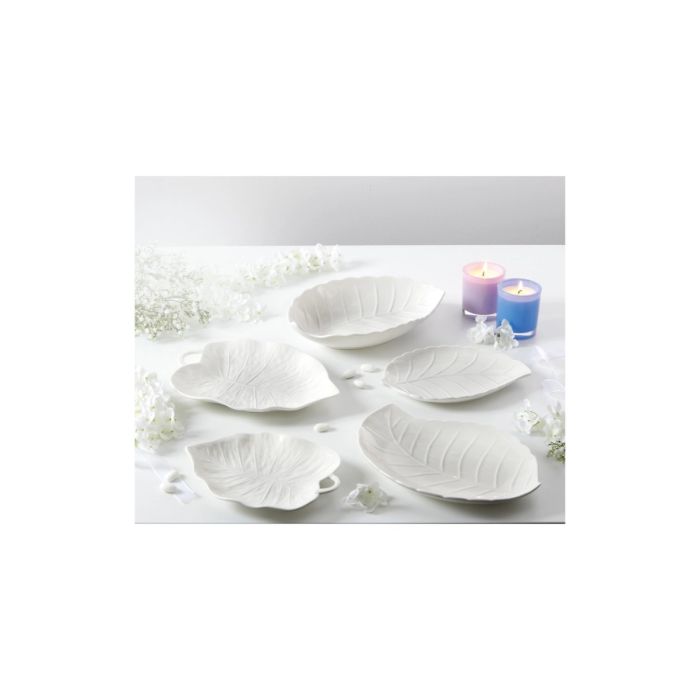 Brandani 51557 Tiglio leaf white porcelain plate 30x22.5sm